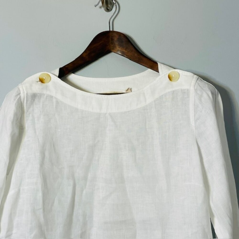 Soft Surroundings 100% Linen Natural Fiber White Blouse Pullover Top Small - Picture 3 of 7